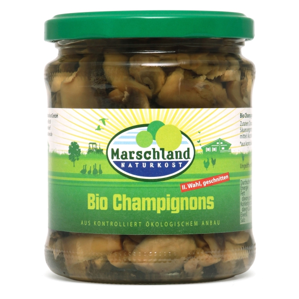 Marschland Bio-Champignons 2. Wahl, geschnitten 370 ml