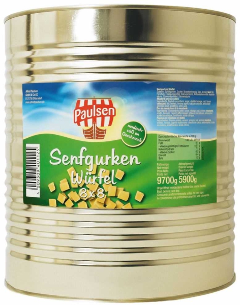 Paulsen Senfgurken Würfel m.Z. 10x10 10.200 ml