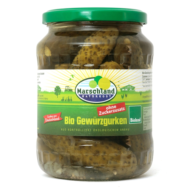 Marschland Bioland Bio-Gewürzgurken ohne Zuckerzusatz 720 ml