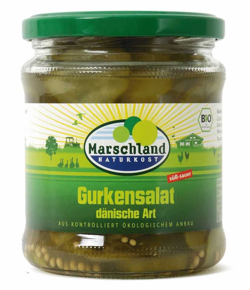 Marschland Bioland Bio-Gurkensalat dänische Art 370 ml | Gurkensalat ...