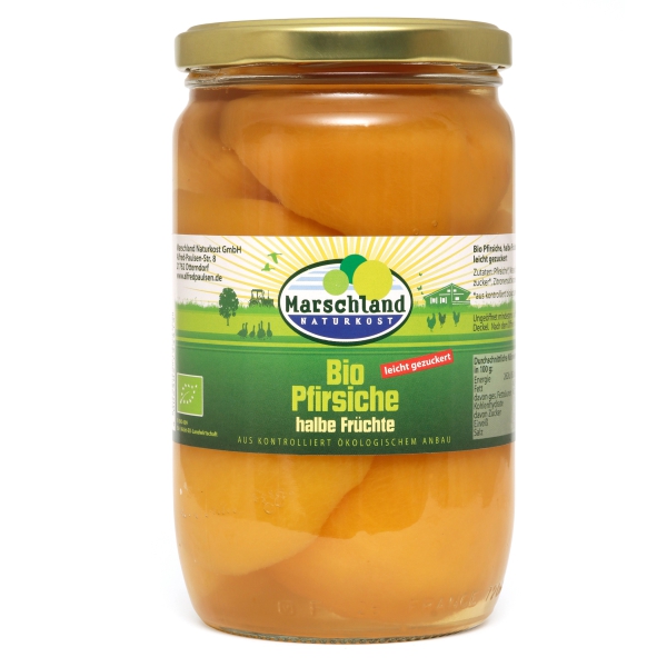 Marschland Bio-Pfirsiche, halbe Früchte 720 ml