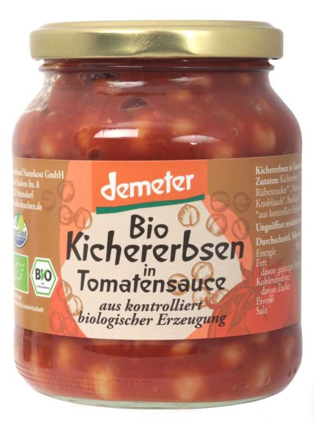Bio Demeter-Kichererbsen mit Tomatensauce 370 ml